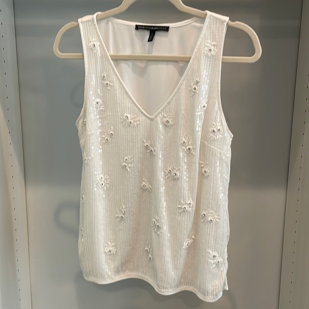 Cream white rhinestone top